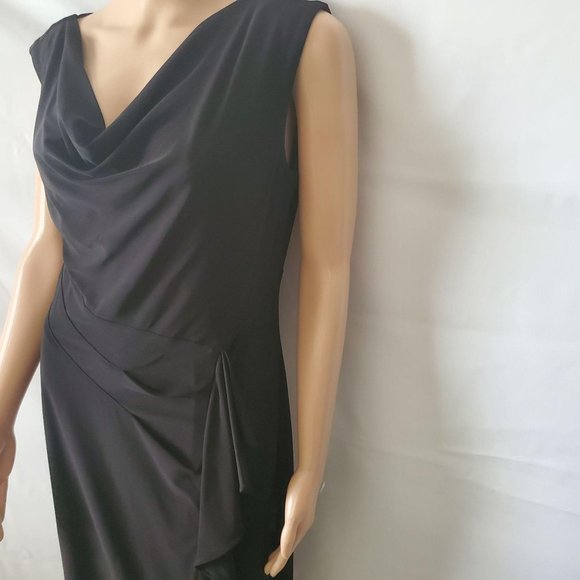 Evan-Picone Women's Classic Black Cap Sleeves Drape Neckline Cocktail Dress Sz 8 - Picture 5 of 13